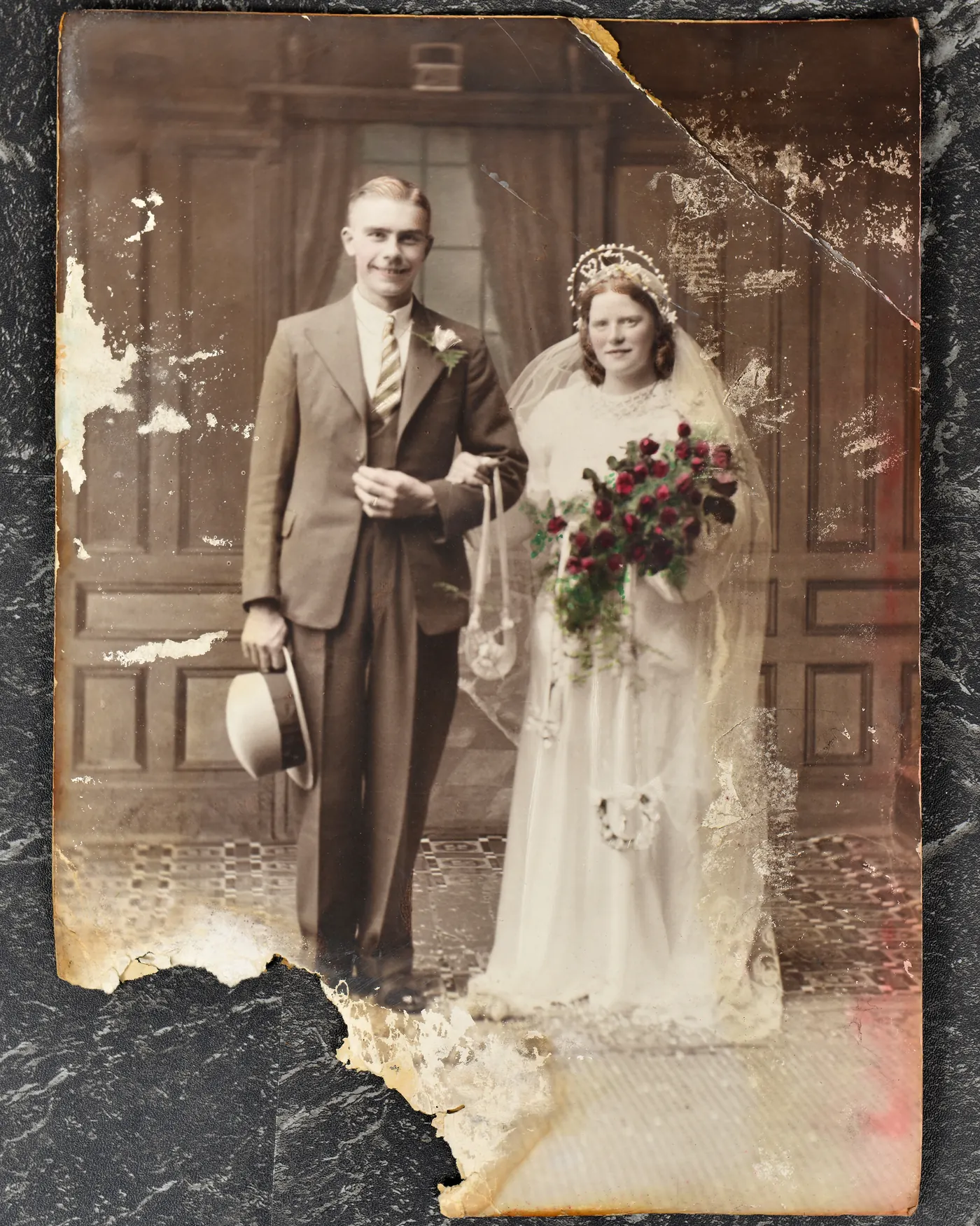 Wedding & Family Portraits example, before restoration
